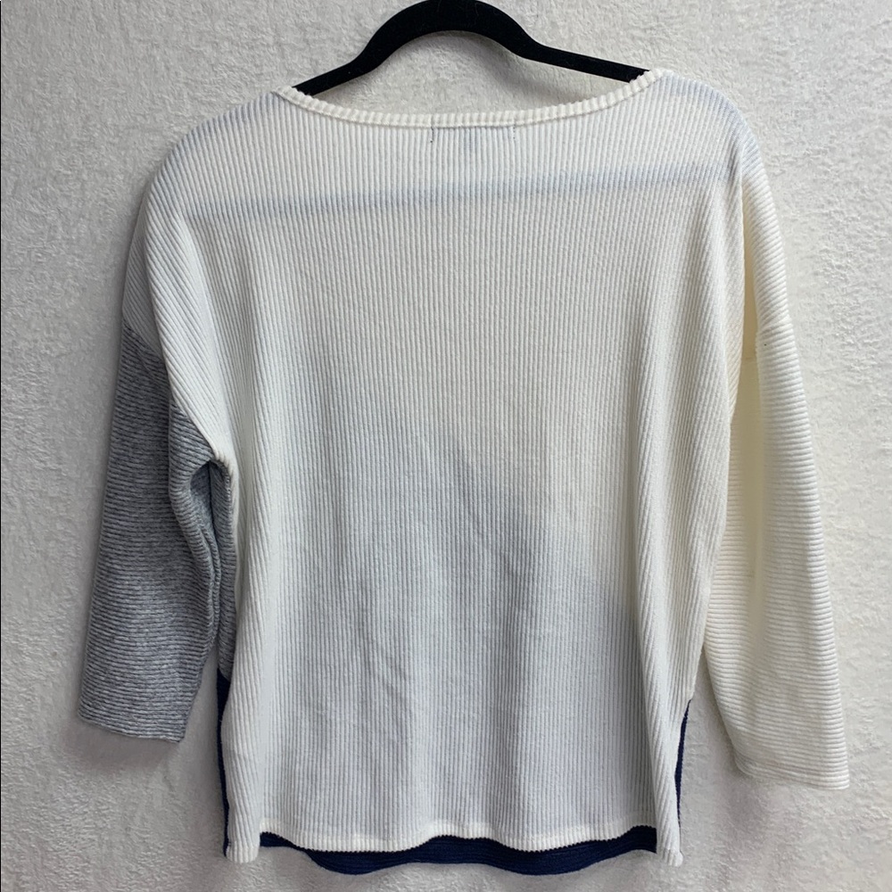 Vintage Rose Black White Gray Colorblock Sweater Button Accents Women’s Sz M - Picture 2 of 4
